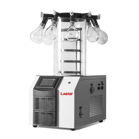 0.12㎡ Standard Chamber with 8 Port Manifolds Freeze Dryer -50℃ Vacuum Electrical Defrost Dryer with Vacuum Pump