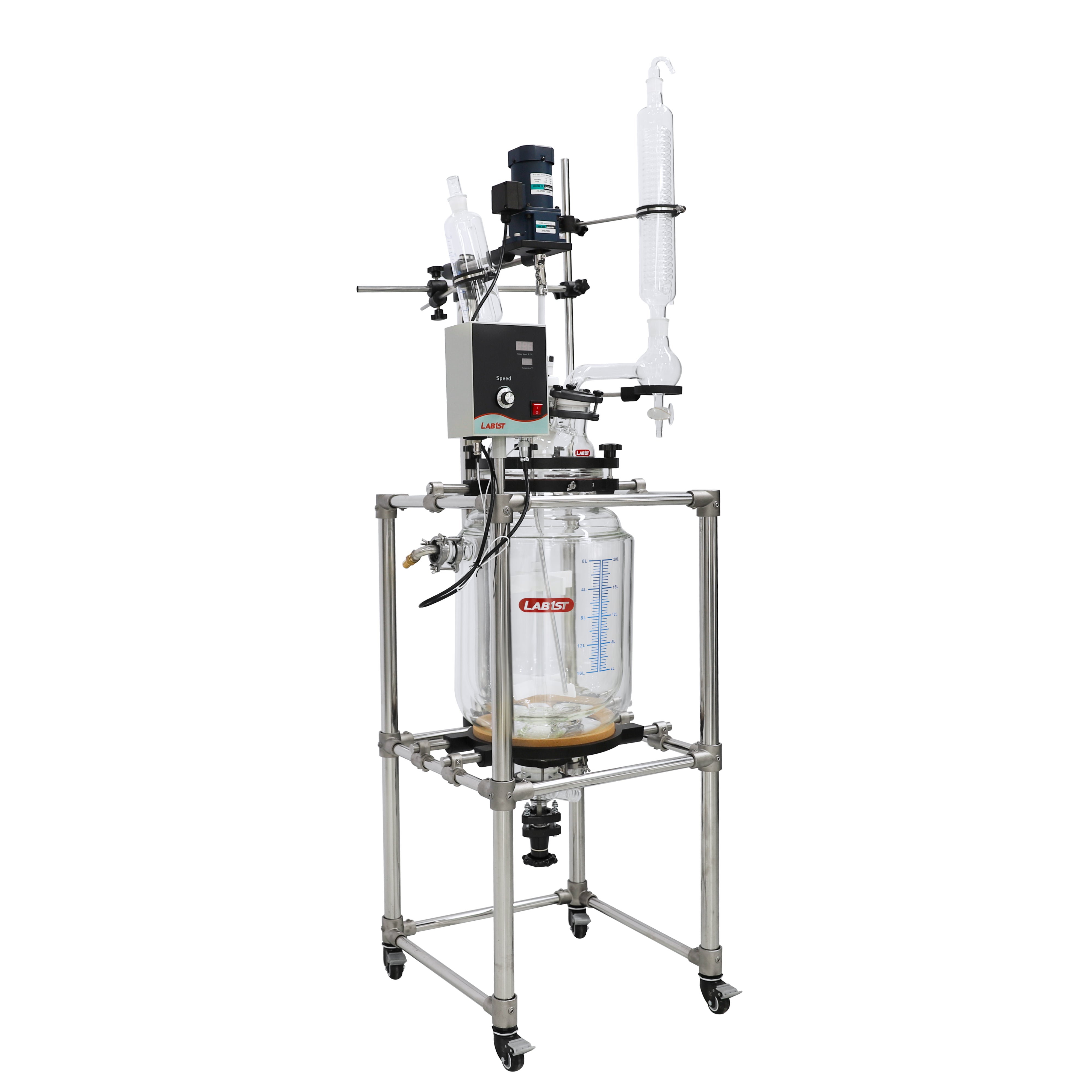 10L Chemical Lab Jacketed Glass Reactor Vessel with Digital Display for Laboratory Reaction