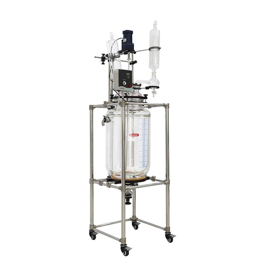 100L Chemical Lab Jacketed Glass Reactor Vessel with Digital Display ...