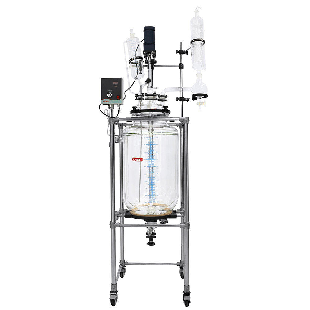 100L Chemical Lab Jacketed Glass Reactor Vessel with Digital Display ...