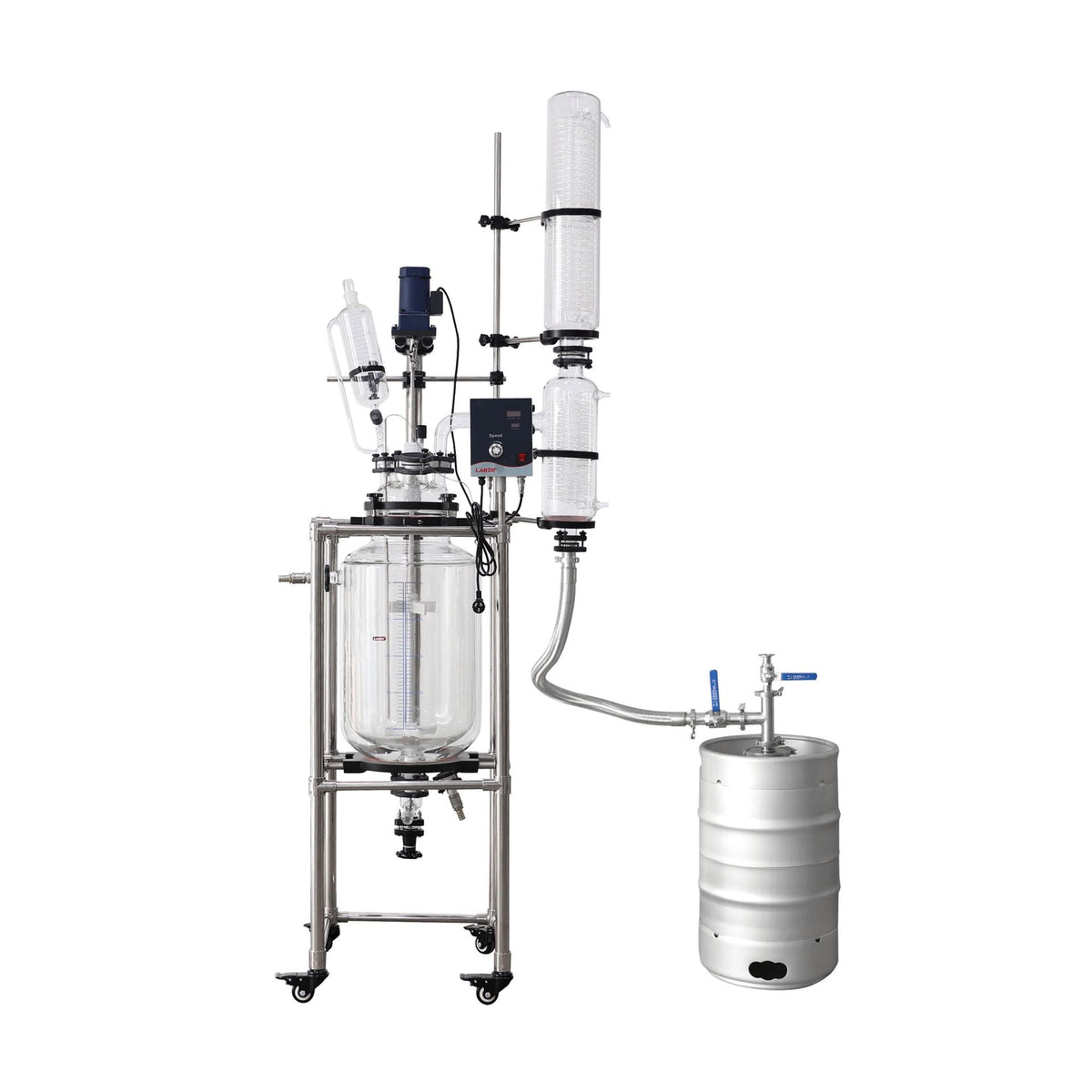 100L Jacketed Glass Evaporation Reactor Vessel Chemistry with Digital Display