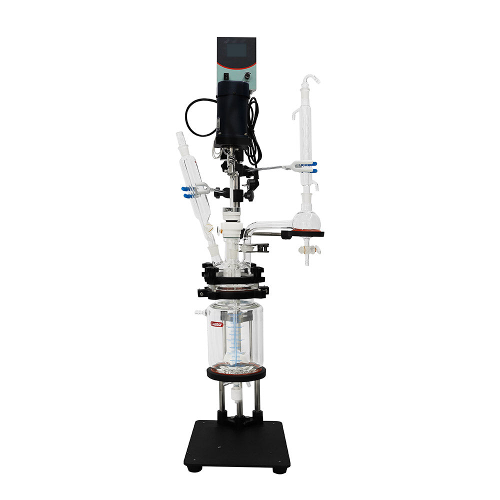 1L Chemical Lab Jacketed Glass Reactor Vessel with Digital Display for Laboratory Reaction
