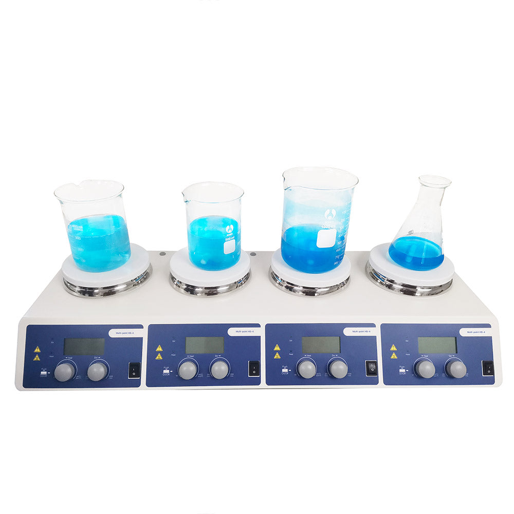 4-Channel LCD Digital Hotplate Magnetic Stirrer Stainless Steel with Ceramic Coated Hotplate Max Temp. 340°C