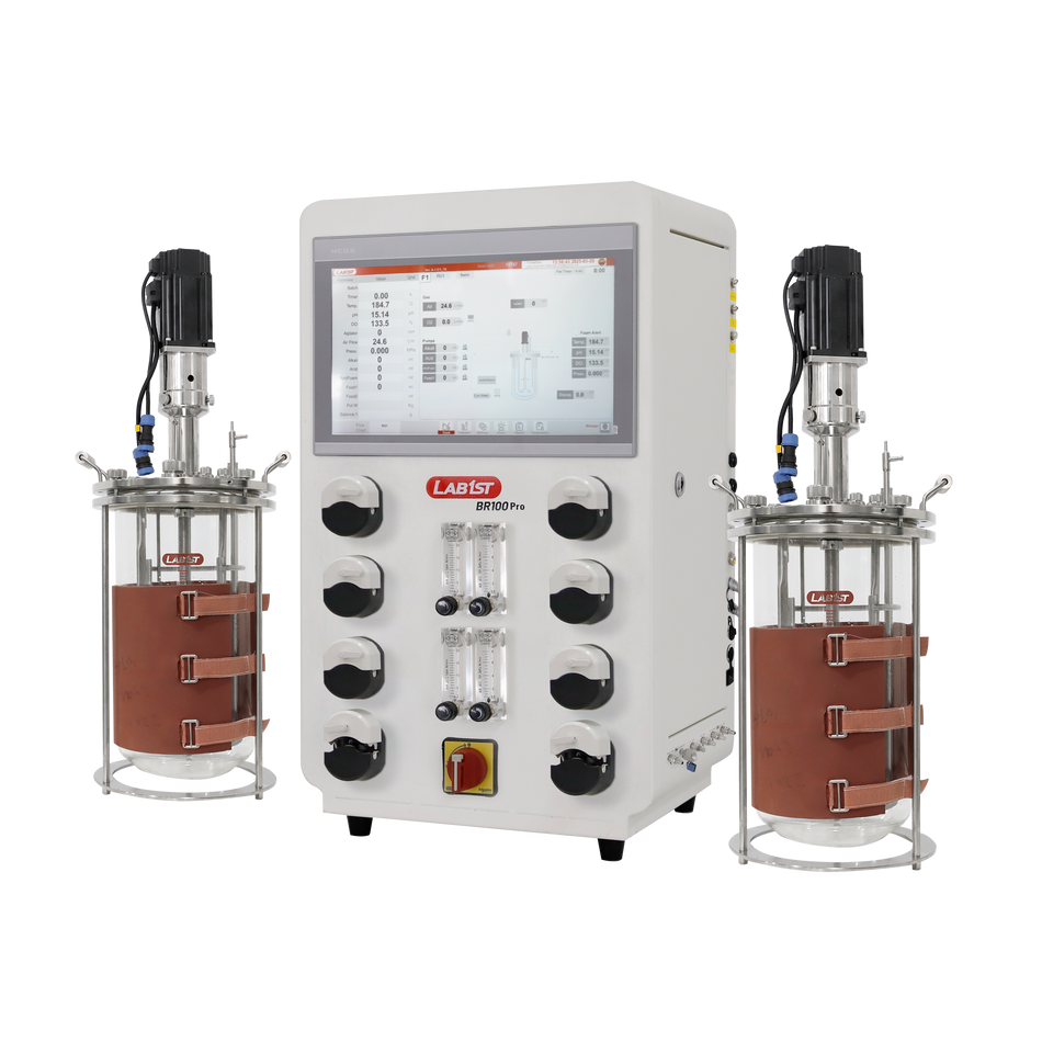 Benchtop Bioreactor Twin Control for Microbial Cultivation Upgrated BR100Pro-M2