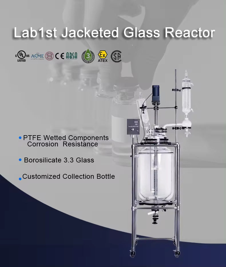 10L Chemical Lab Jacketed Glass Reactor Vessel with Digital Display for ...