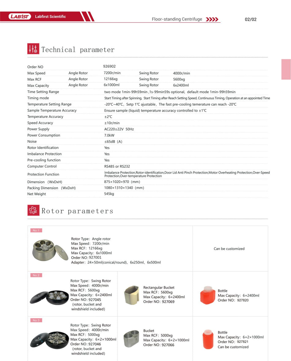 Large Capacity Low Speed Refrigerated Centrifuge CF72R