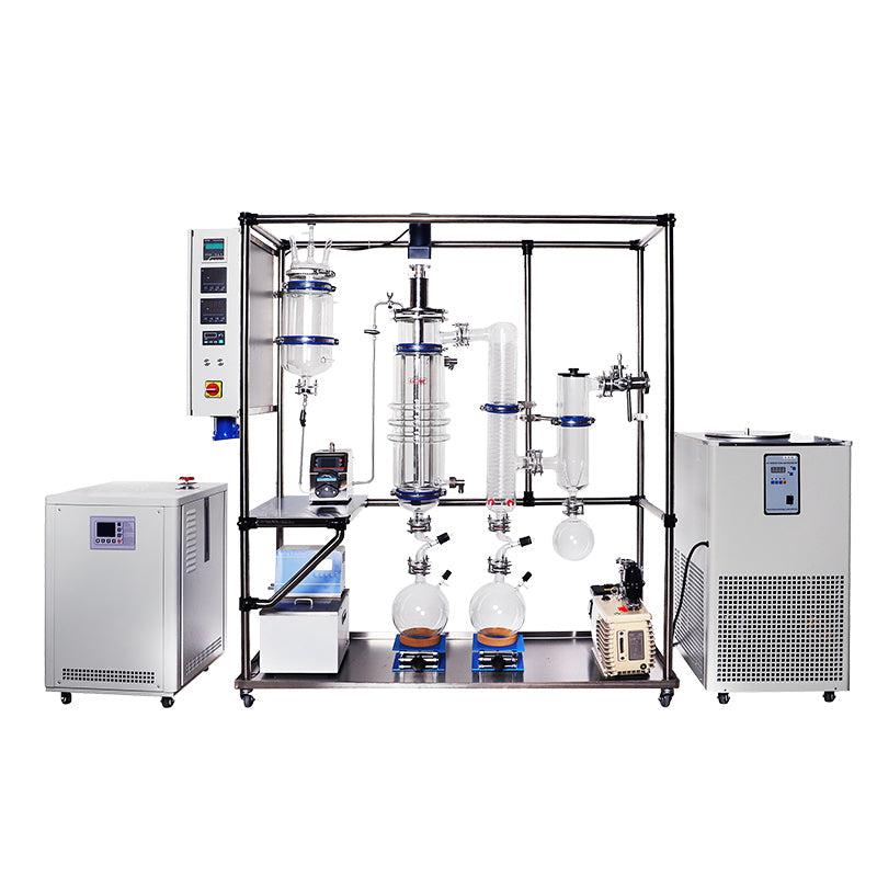 0.75~15L/h 0.15㎡ Glass Wiped Thin Film Evaporator with Vac Pump, Heaters and Chillers