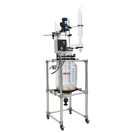 10L Chemical Lab Jacketed Glass Reactor Vessel with Digital Display for Laboratory Reaction