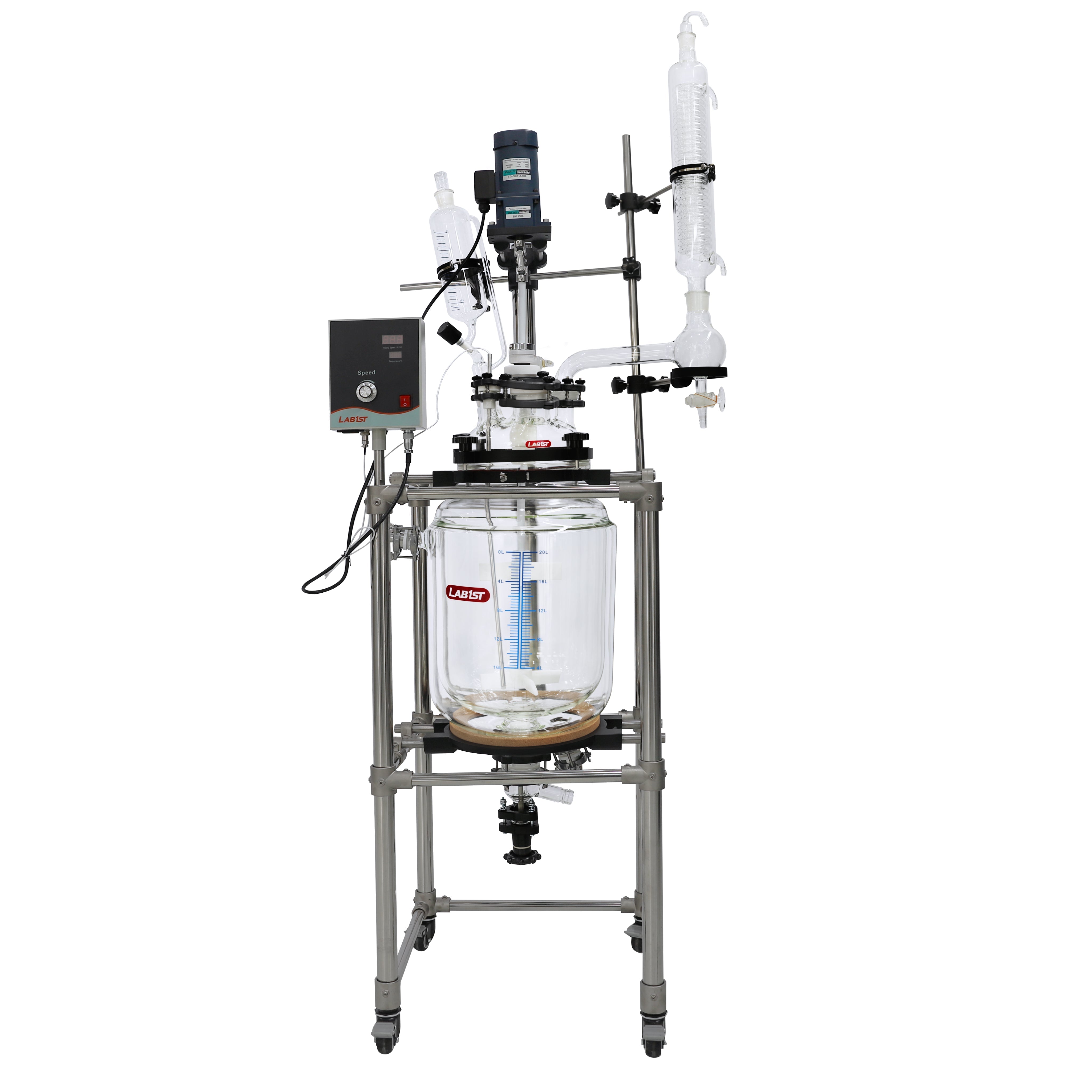 30L Chemical Lab Jacketed Glass Reactor Vessel with Digital Display for ...