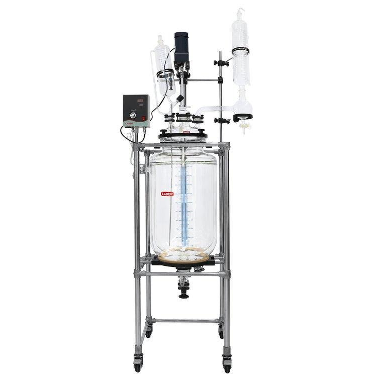 50L Chemical Lab Jacketed Glass Reactor Vessel with Digital Display for ...