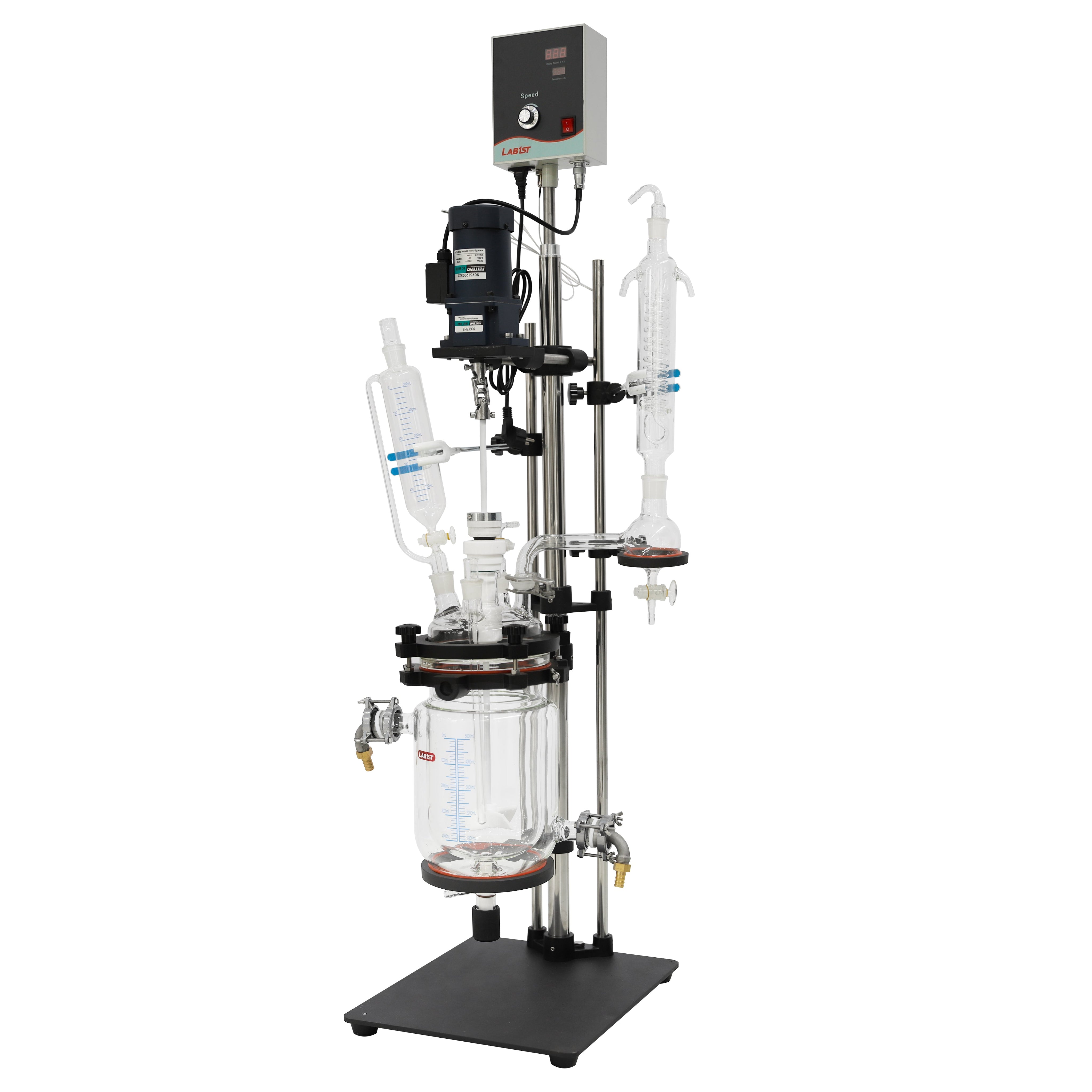 5L Chemical Lab Jacketed Glass Reactor Vessel with Digital Display for Laboratory Reaction